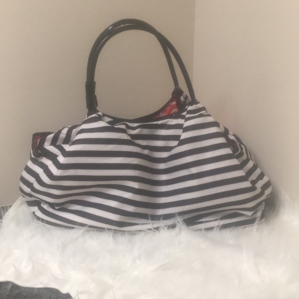 Black and white stripe shoulder bag